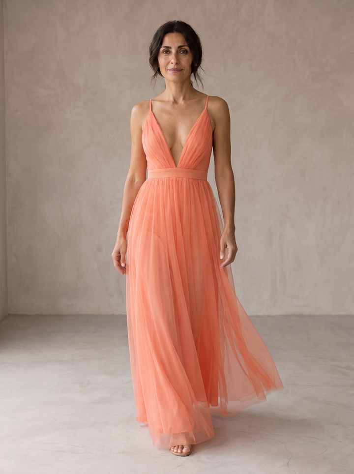 Geneviève | Robe Maxi Lumière Corail