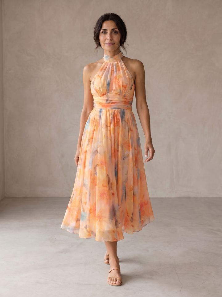 Aurore | Robe Halter Imprimé Aquarelle
