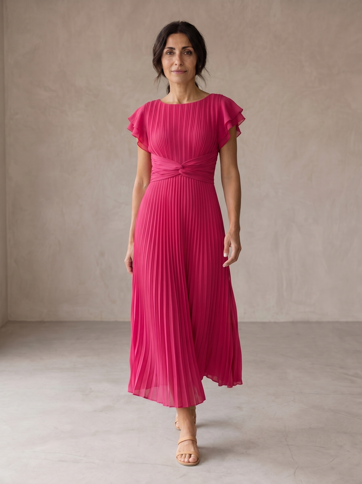 Séraphine | Robe Maxi Plissée Élégante à Nœud