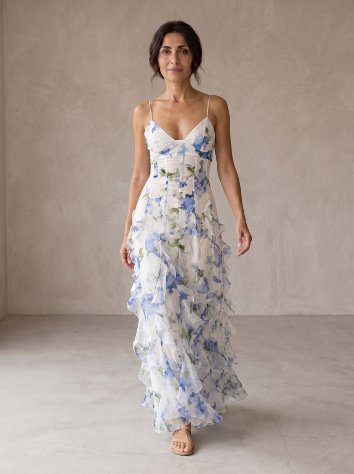 Ulrike | Robe Midi Fleurie à Volants