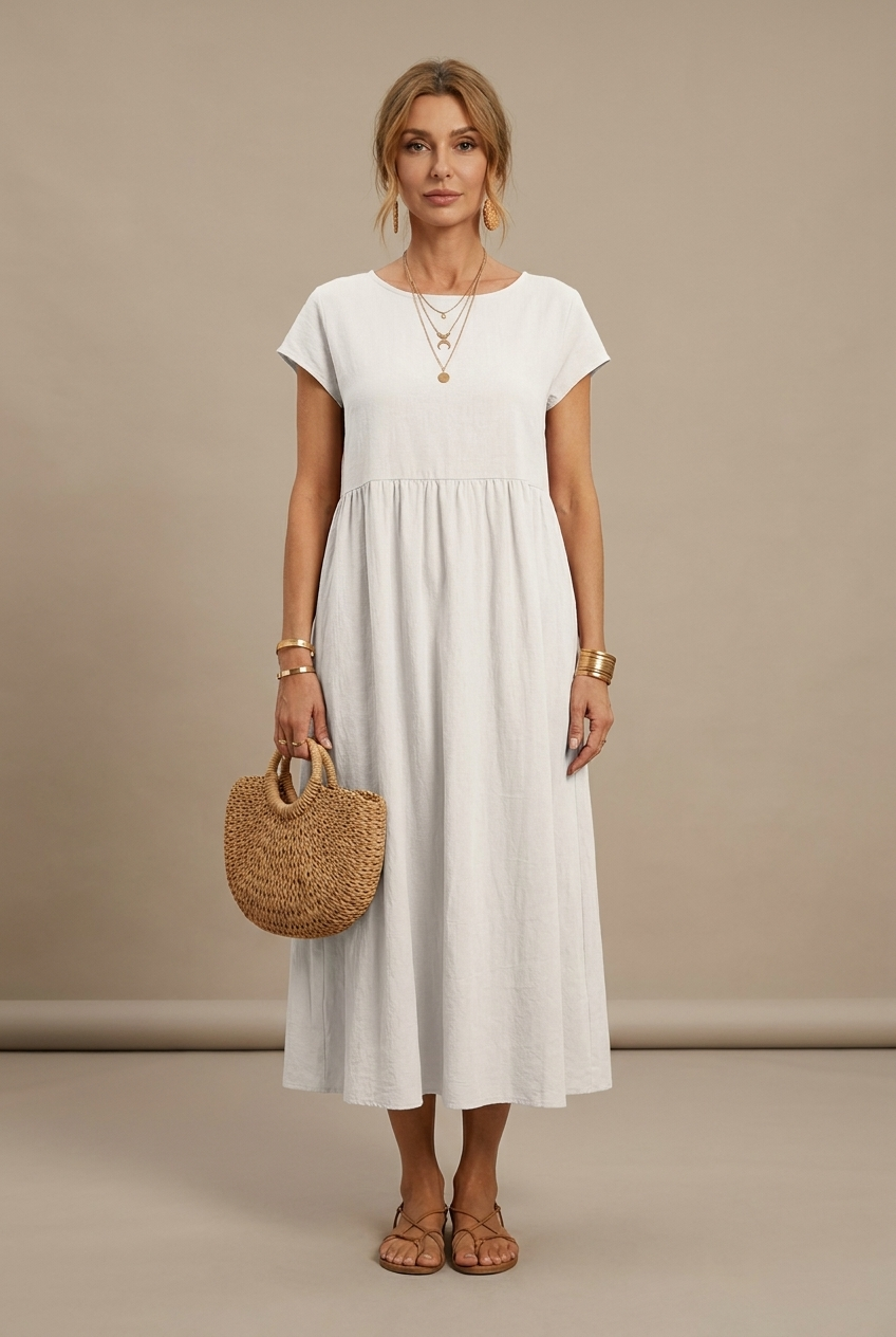 Sidonie | Robe Midi Coton-Soie